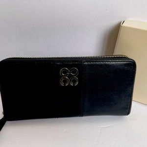 Coach wallet zip around zippy black leather authentic